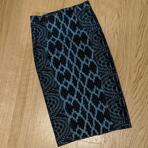 Navy and Faded Denim Pencil Skirt